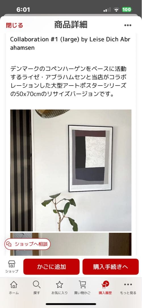 最終価格アートポスター フレーム付 50x70cm北欧2024年16500円購入