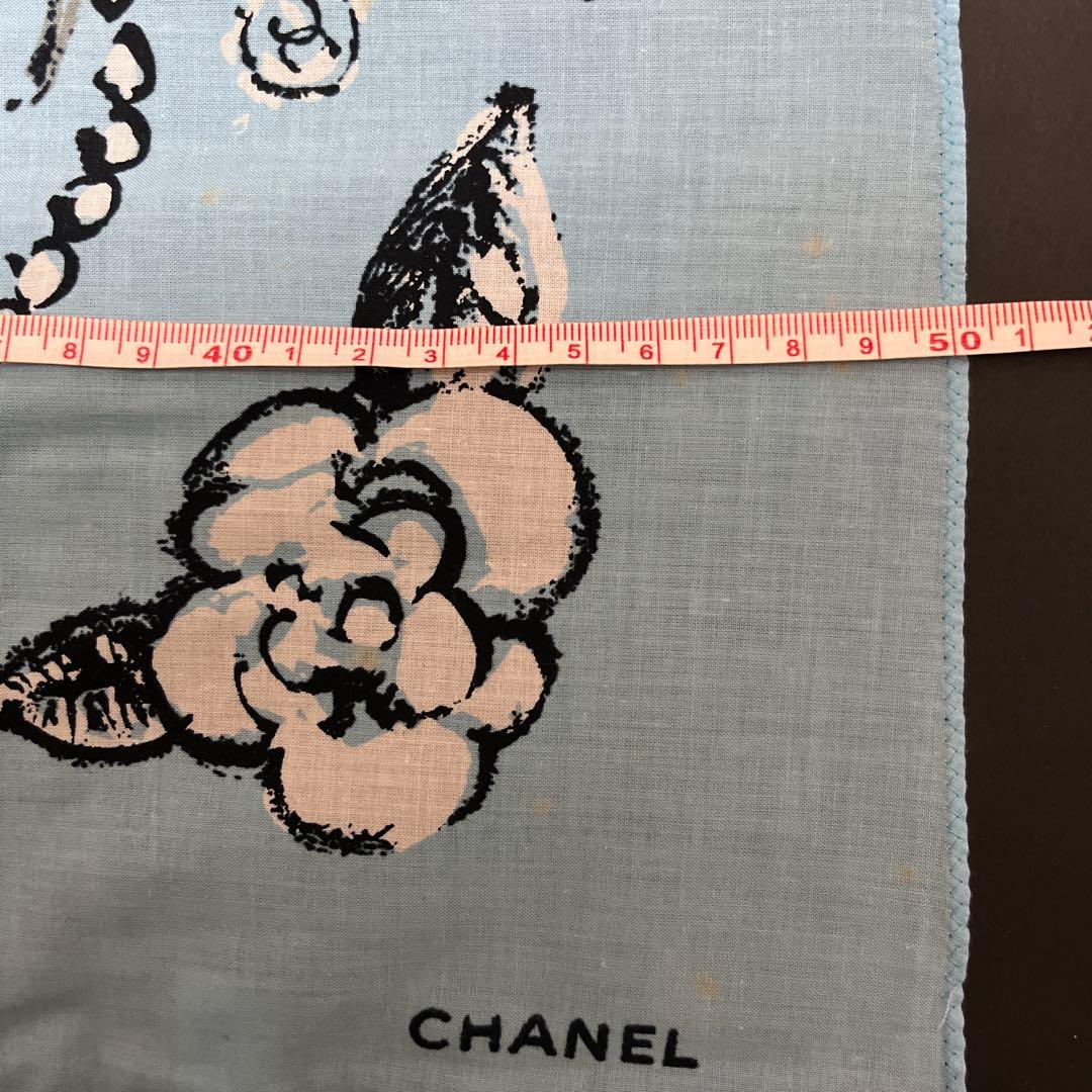 CHANEL 水色 ハンカチ　⚠️保管ジミあり‼️