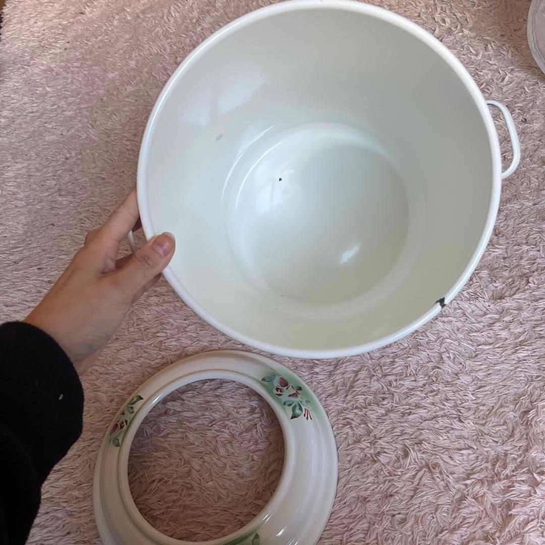 花柄陶器ごみ箱 中型イマン
