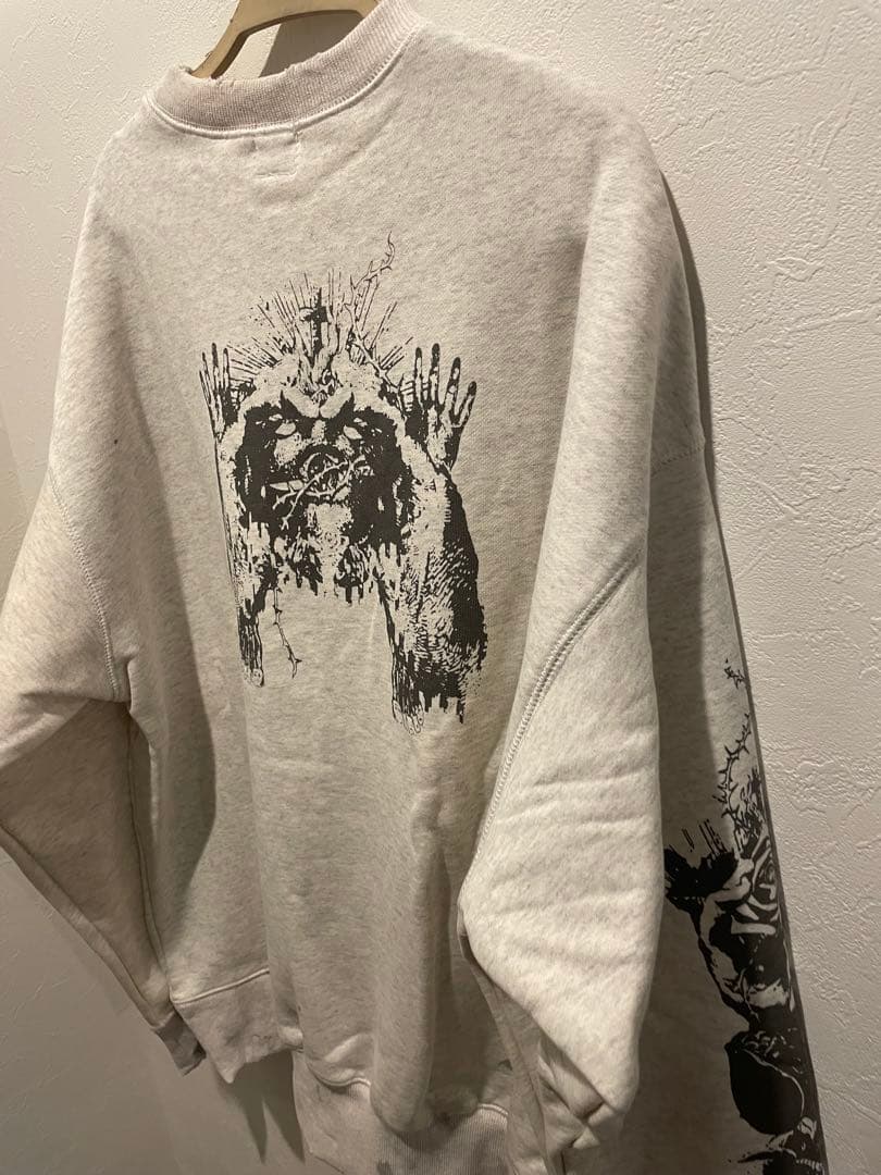 SAINT M××××オーバーサイズ グラフィックスウェット ダメージグレー