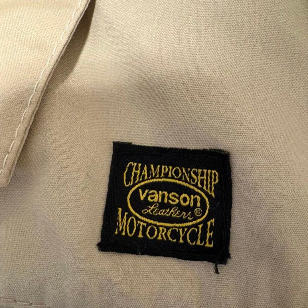 美品 VANSONコットンジャケット ベージュVS15105Sプロテクター L