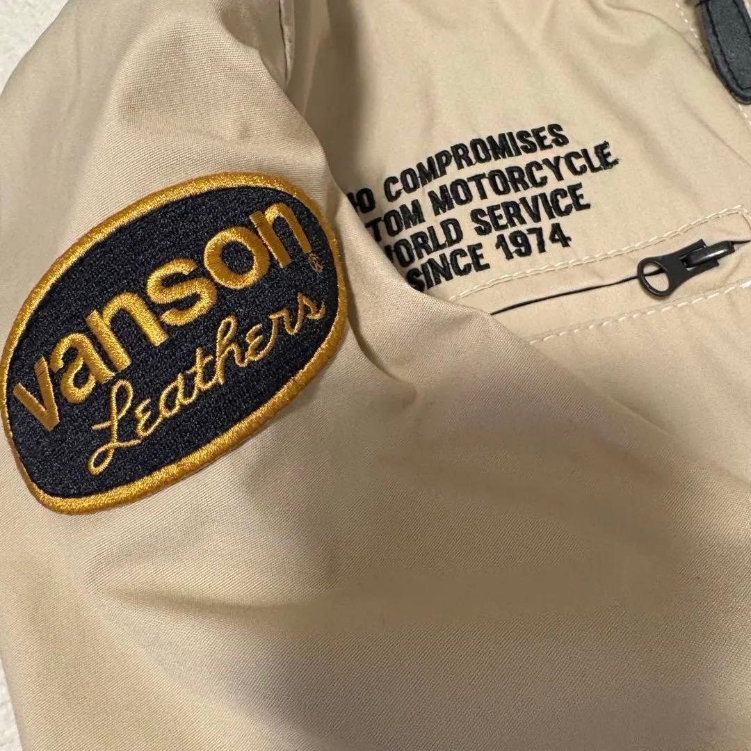 美品 VANSONコットンジャケット ベージュVS15105Sプロテクター L