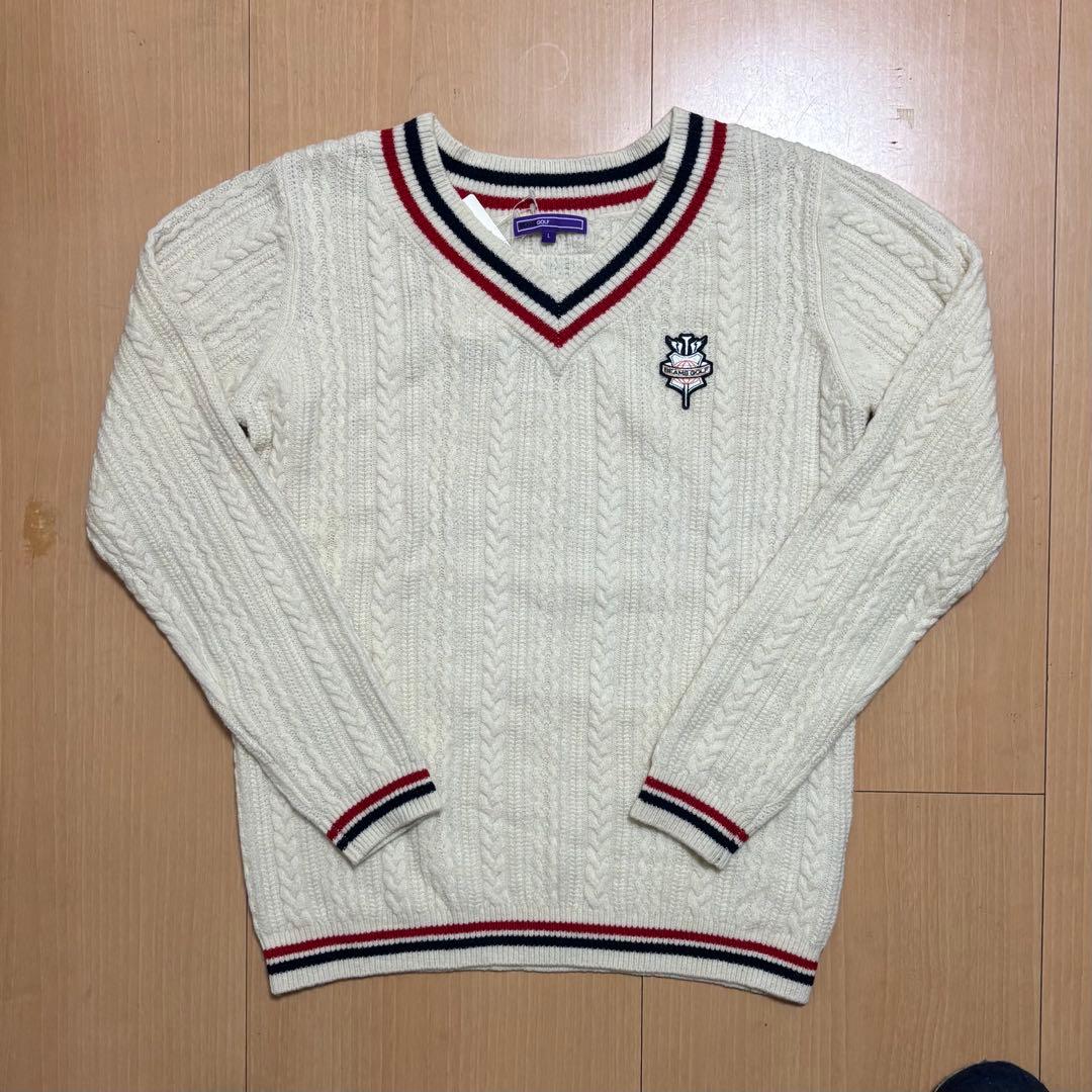 BEAMS GOLF ビームスゴルフ ケーブルニット Vネック セーター XL