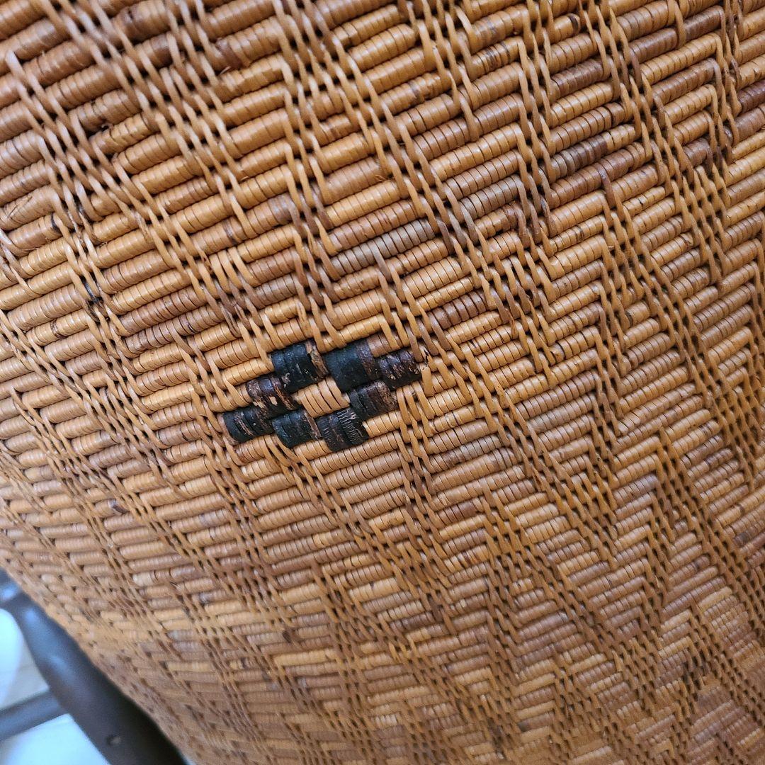 超特大　アタ製　蓋つき　バスケット　アジアン雑貨