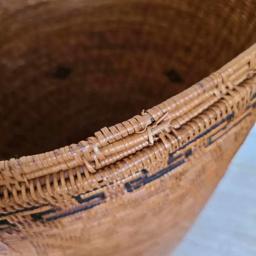 超特大　アタ製　蓋つき　バスケット　アジアン雑貨