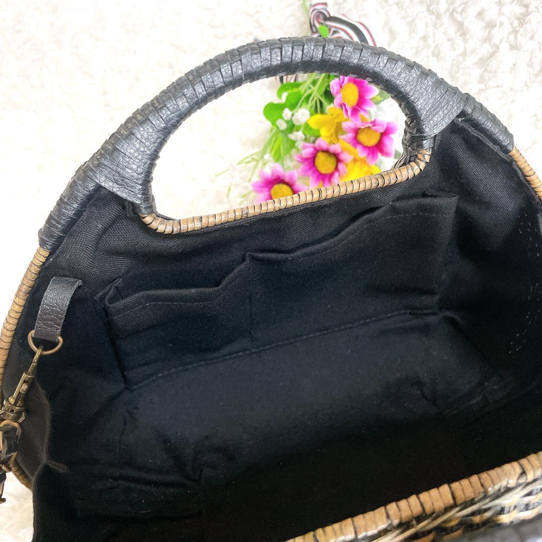 未使用級⭐️アレックスアテンペ カゴバッグ ブラック 2way ラタン S