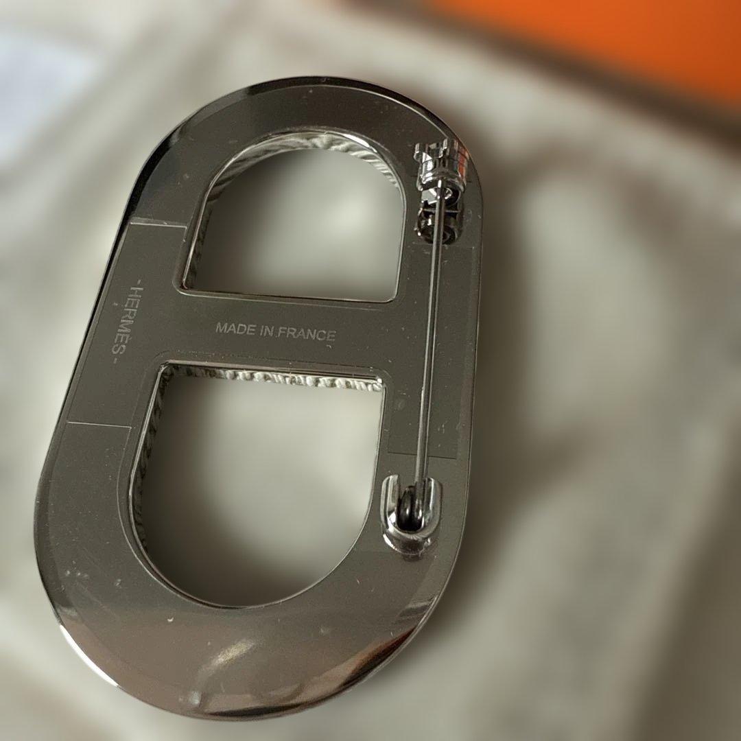 【未使用品】 エルメス　シェーヌダンクル　ブローチ￼ エプソン　ブルー系