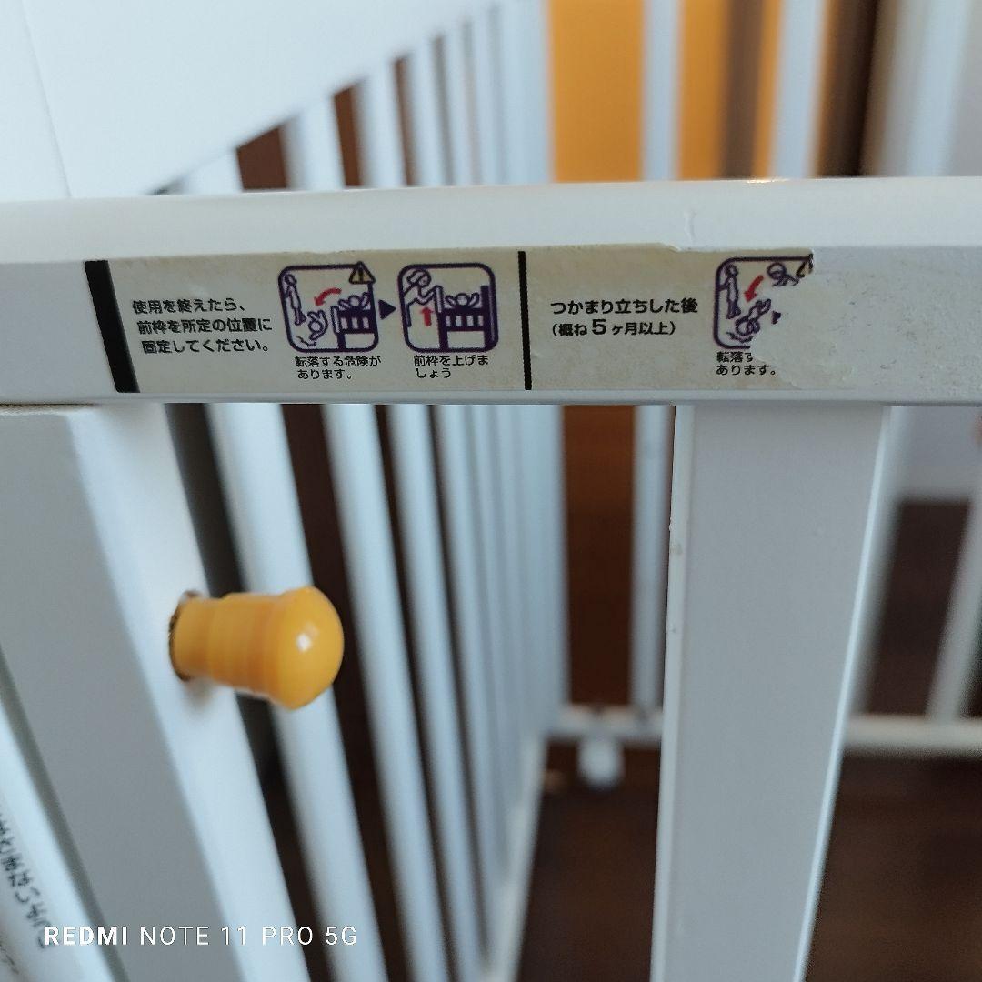 【送料込み】ホワイト木製ベビーベッド ハイタイプ 2段階高さ調節可能