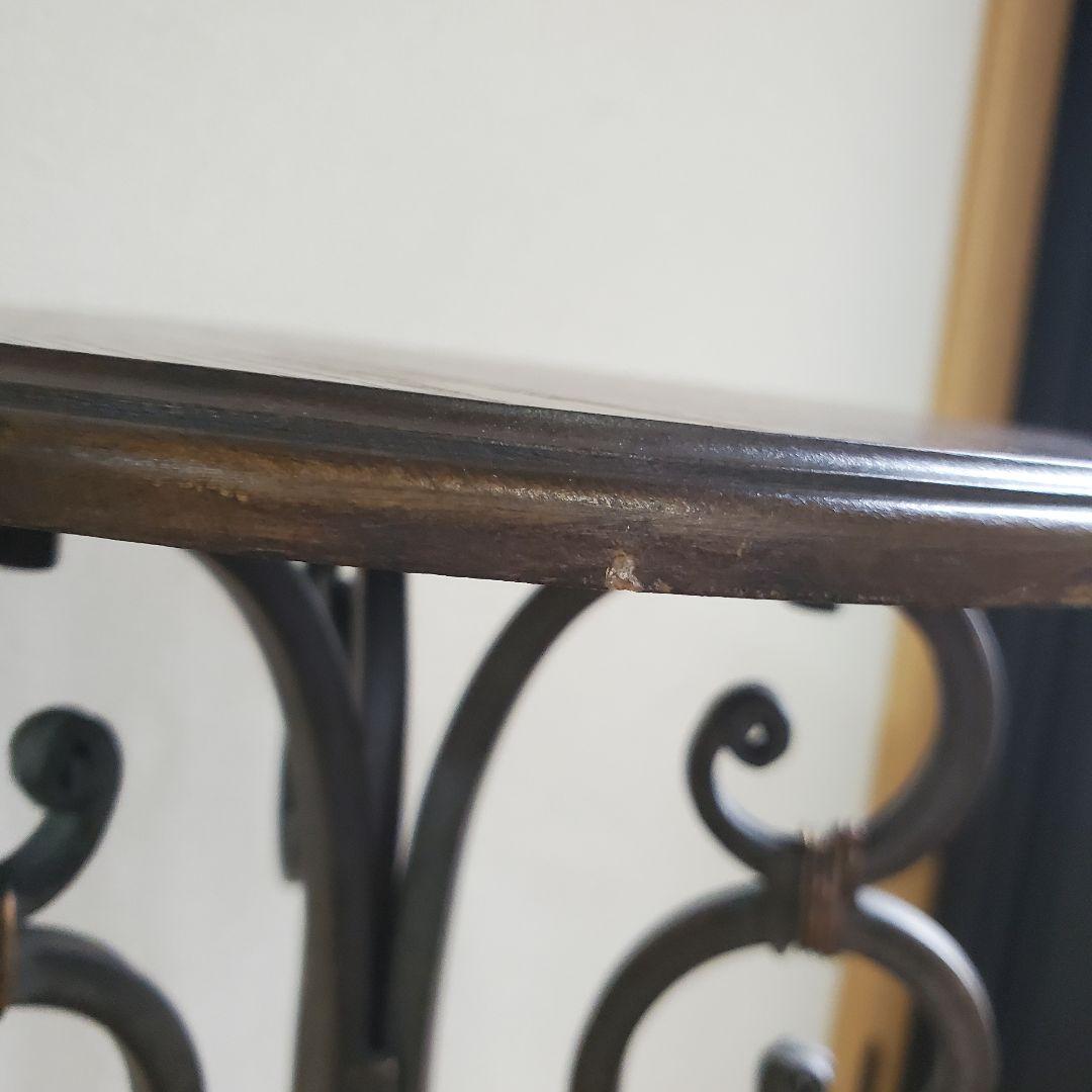 アンティークウッド　アイアン製　サイドテーブル　シャビー加工　高さ76cm