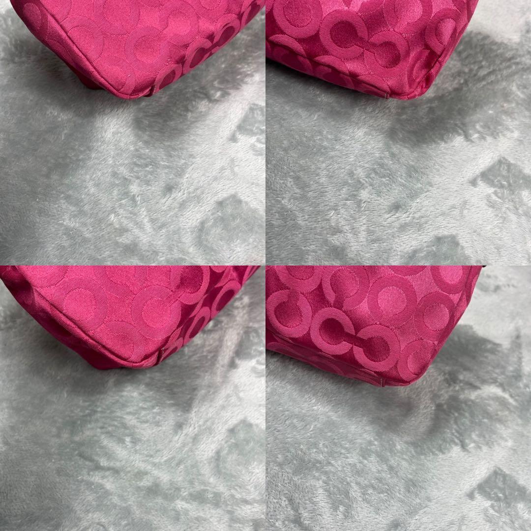 美品 COACH コーチ ワンショルダー オプアート アクセサリーポーチ ピンク