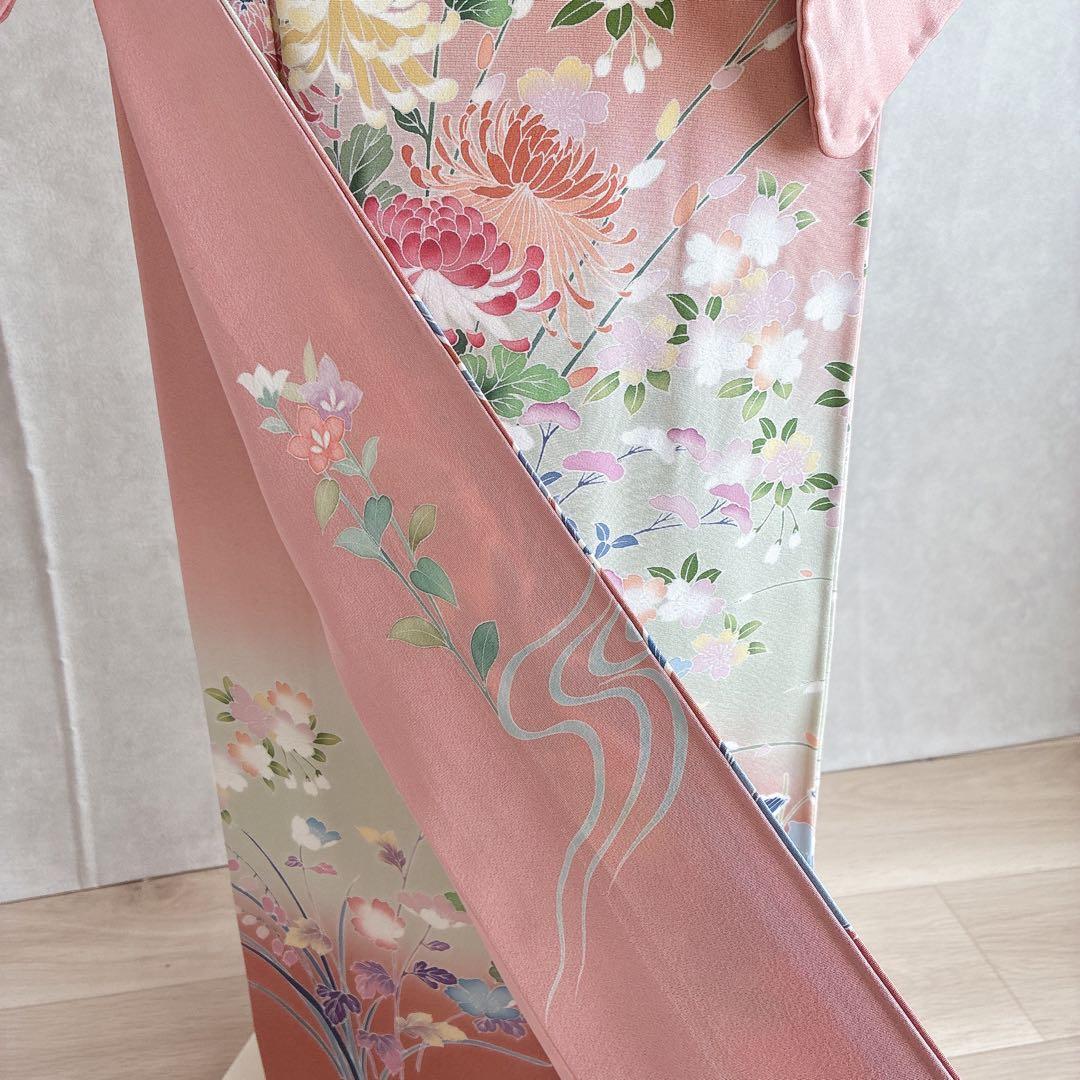 訪問着　フルセット　着物　正絹　友禅　比翼仕立　四季草花　春の華　J7 1月