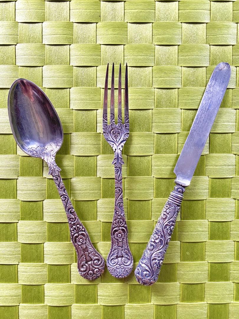 【1800年代】イングランド銀製カトラリー ３本セット