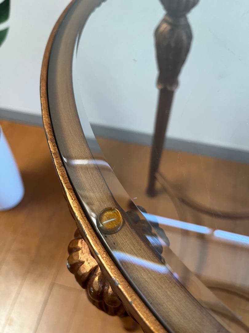 アンティーク調　ガラステーブル　ヴィンテージ　レトロモダン　ヨーロピアン　カフェ