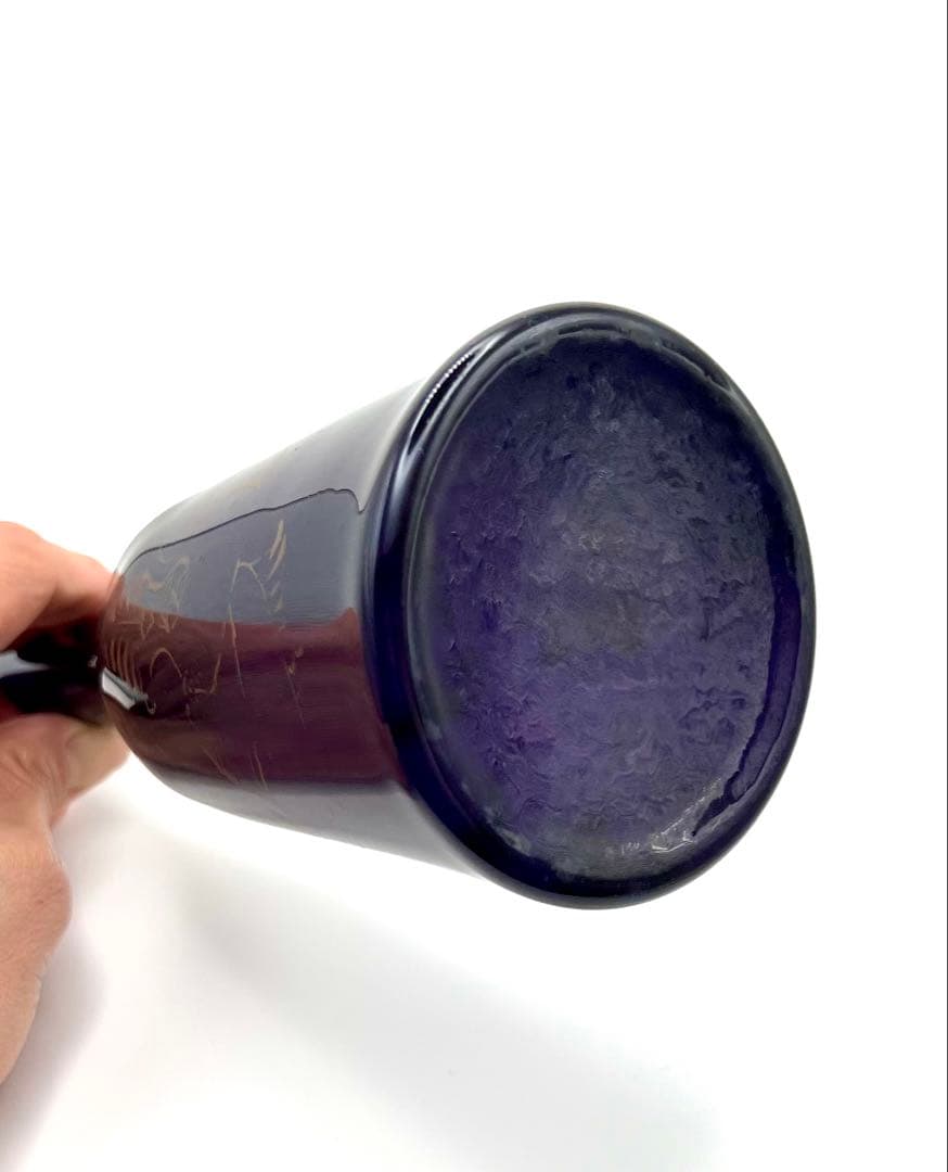 江戸ガラス　瑠璃　つる首徳利　金彩あり　ギヤマン　びいどろ　和ガラス　骨董