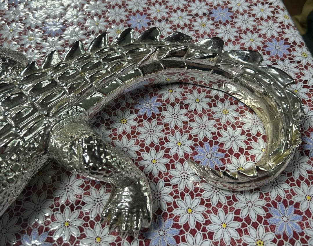 クロコダイル シルバー 置物