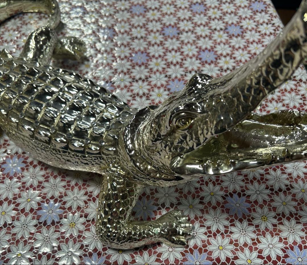 クロコダイル シルバー 置物