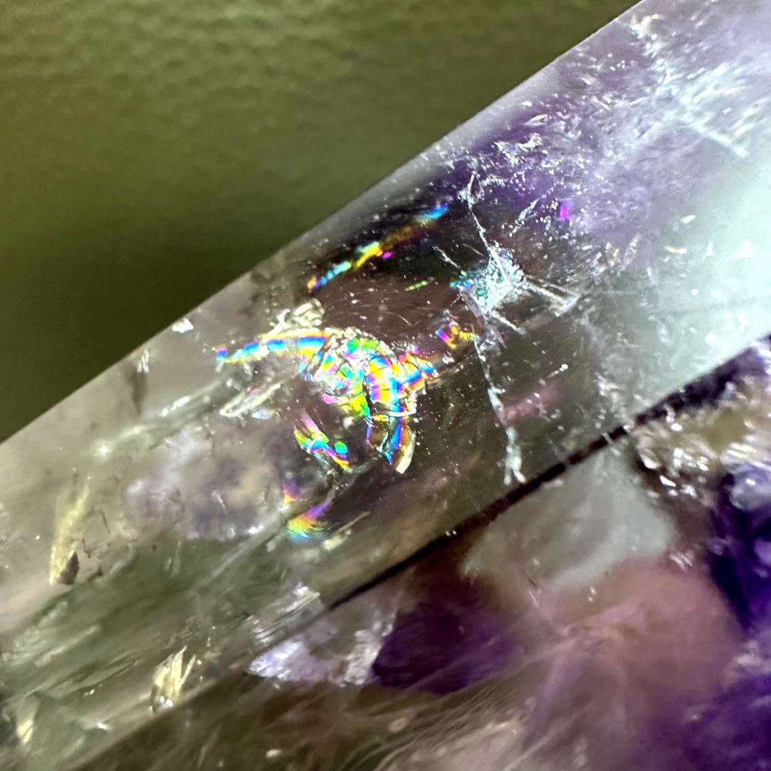 爆レア❗️ロマネサイト虹☆アメジストナチュラルポイントワンド ファントムA973