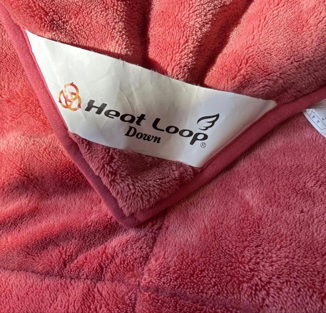 ヒートループ　羽毛入り掛け布団　コーラルピンク　ディノス