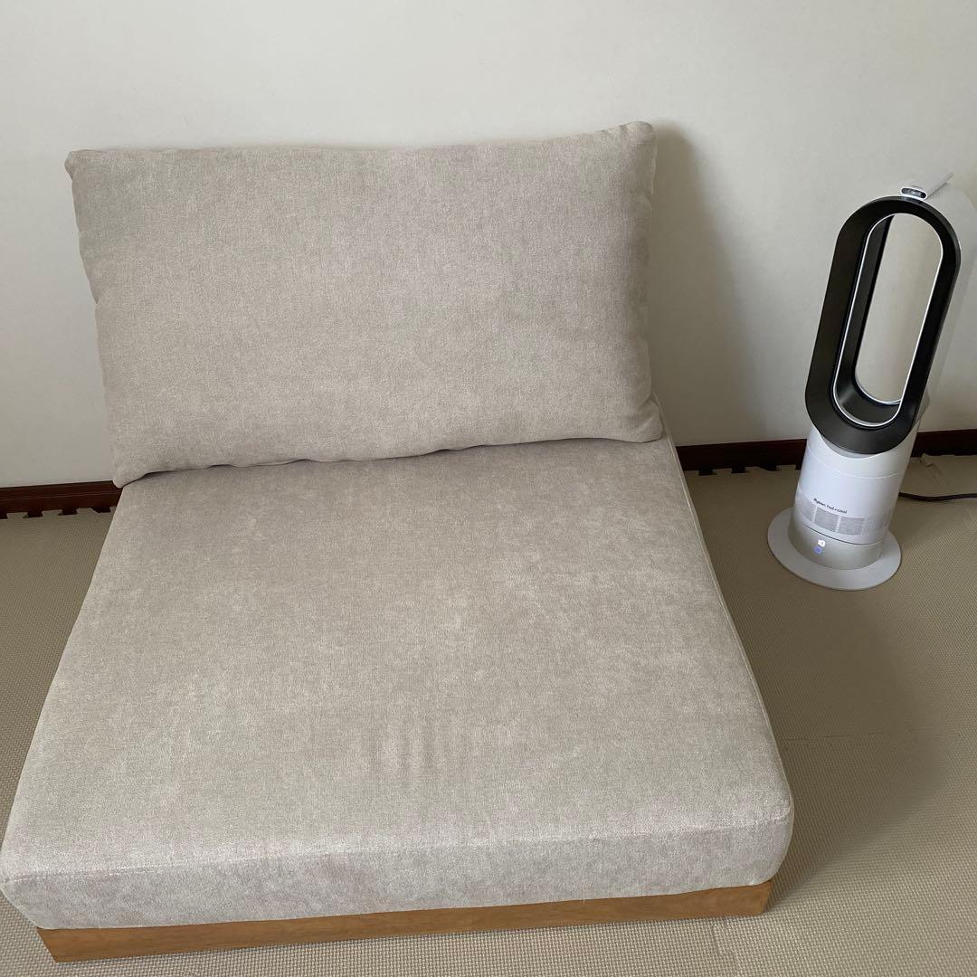 大型犬・人兼用ローソファ 未使用級 オットマン付 80×80 木製ベース