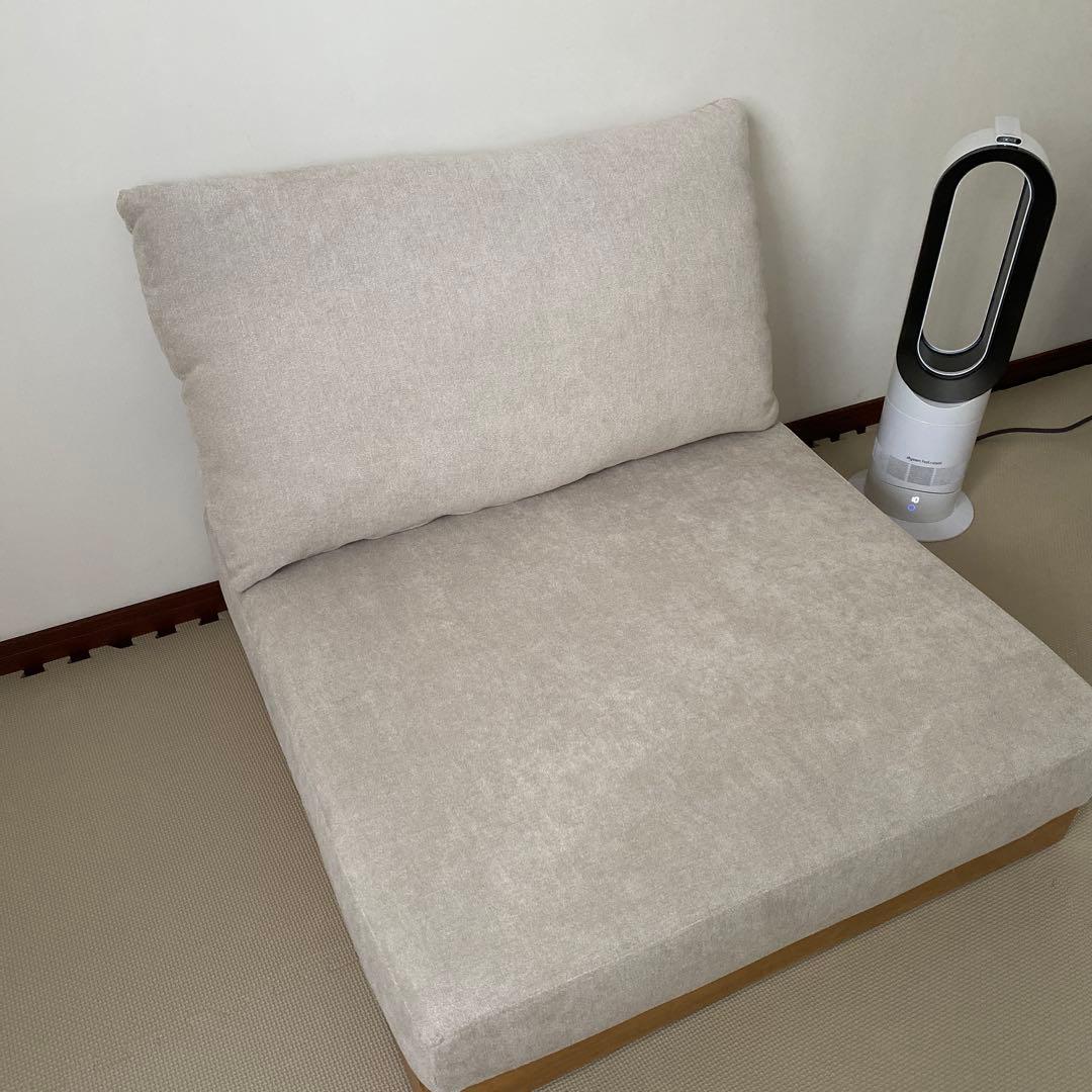 大型犬・人兼用ローソファ 未使用級 オットマン付 80×80 木製ベース