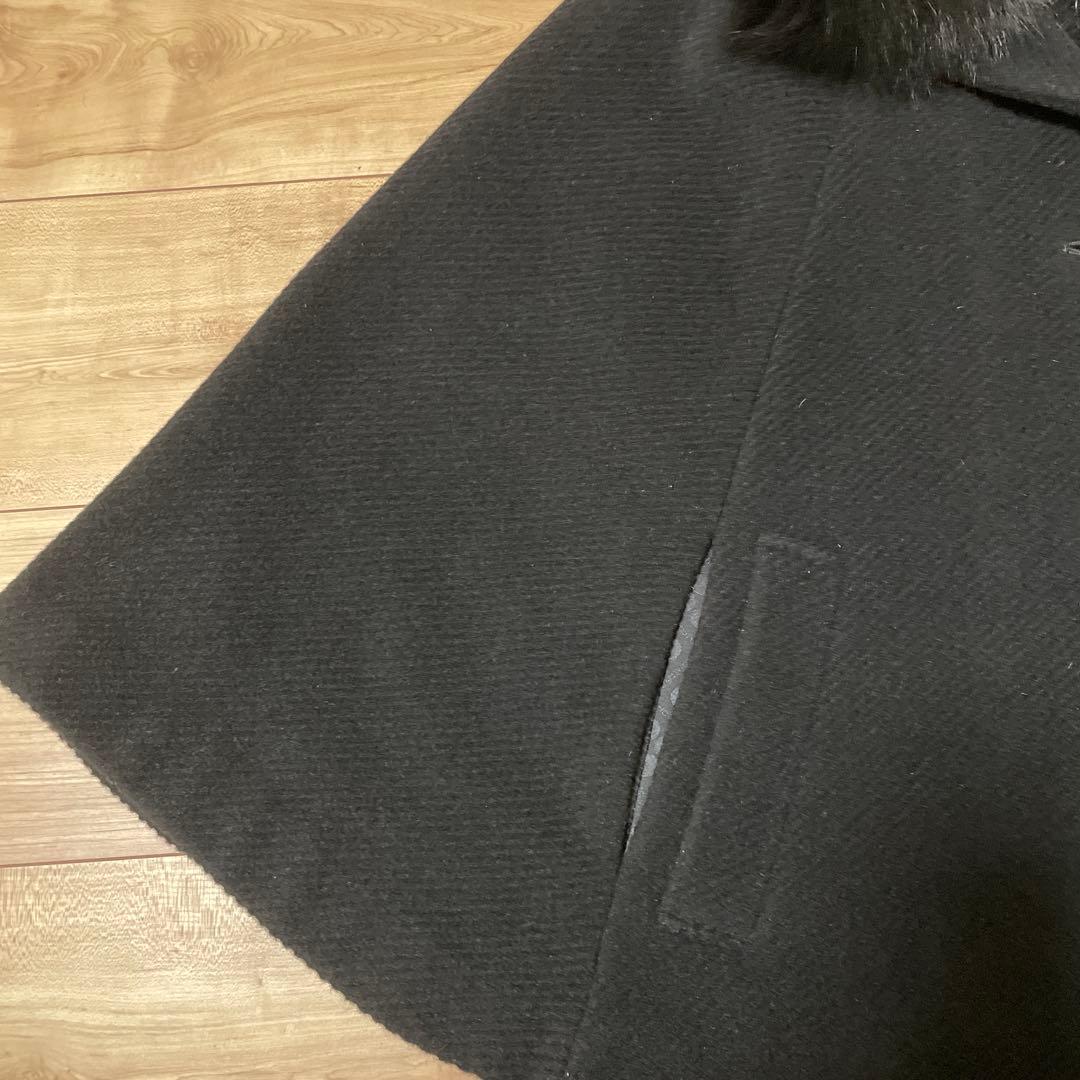 ホメオスタイル　ケープコート　ブルーフォックスファー　ポンチョ　ブラック