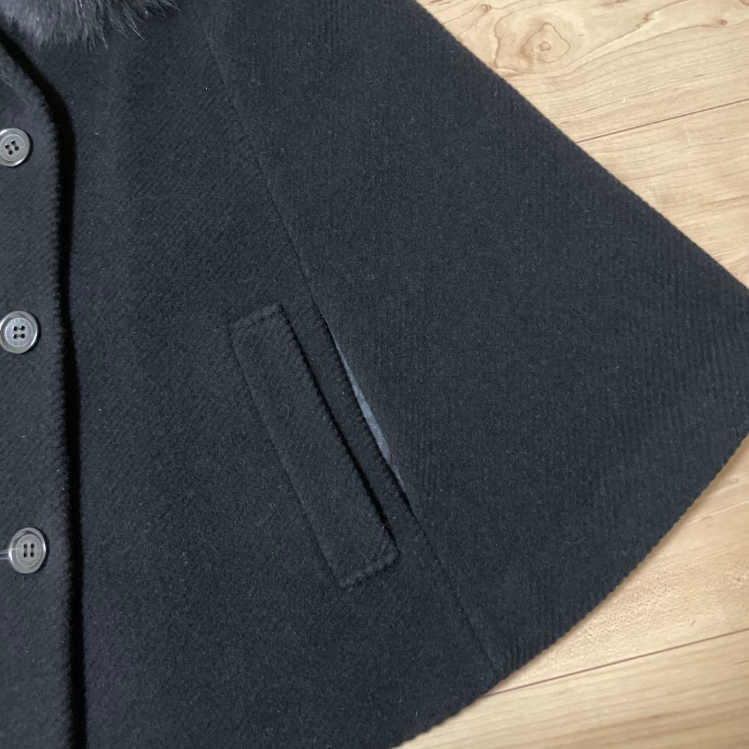 ホメオスタイル　ケープコート　ブルーフォックスファー　ポンチョ　ブラック