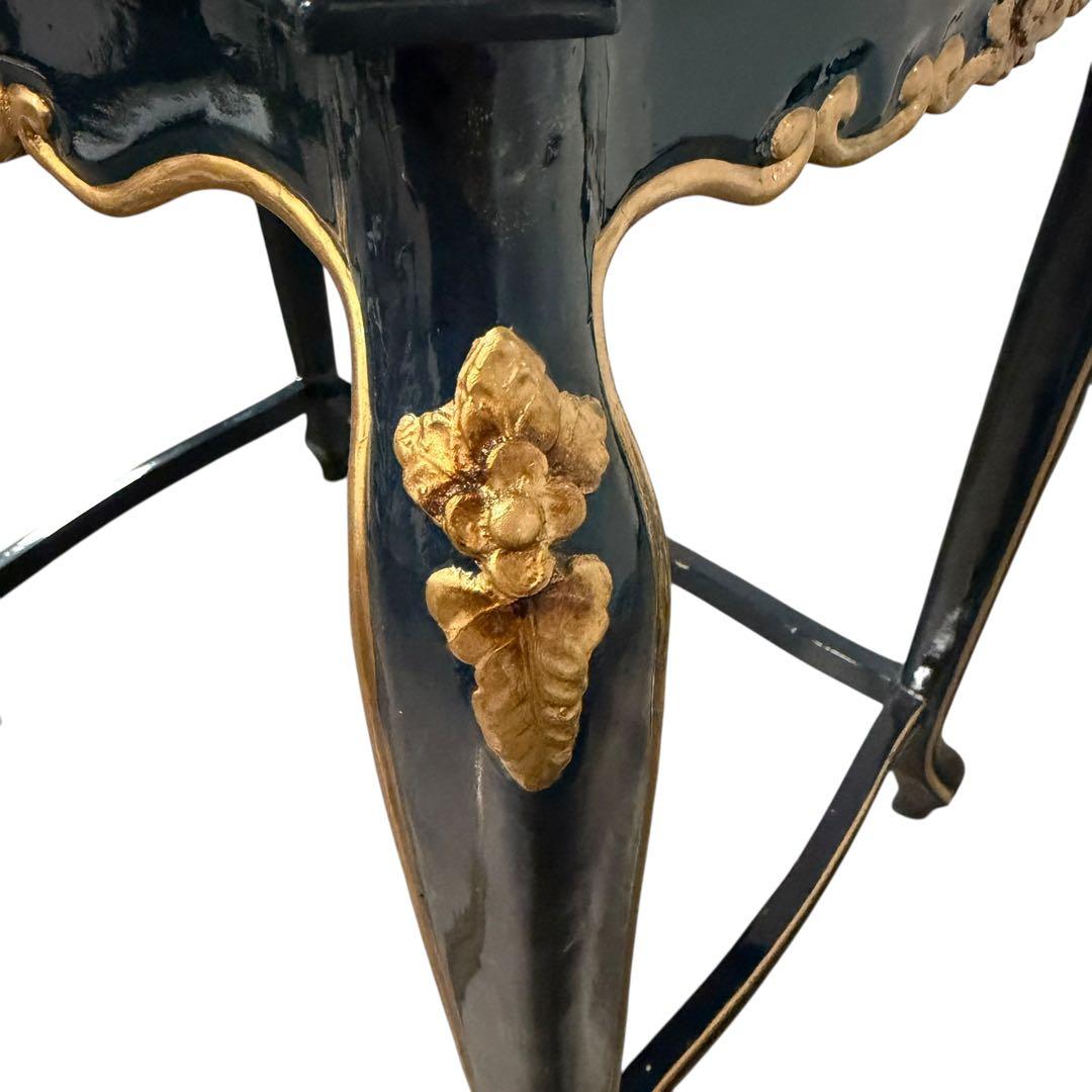 ヨーロピアン調 黒×金 花台 サイドテーブル 猫脚