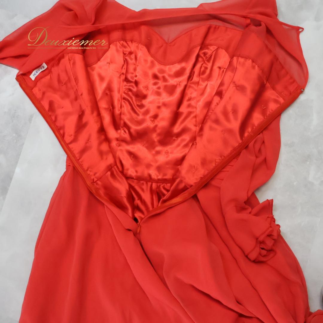 【日本製 社交ダンス衣装】レッド SORELI ワンピース ドレス 赤 レース