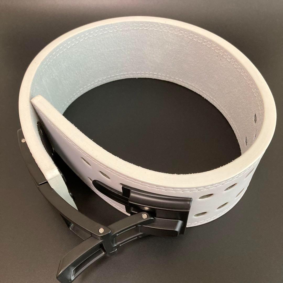 本革13ミリ パワーベルト パワーリフティング S 可変式 white×マット黒