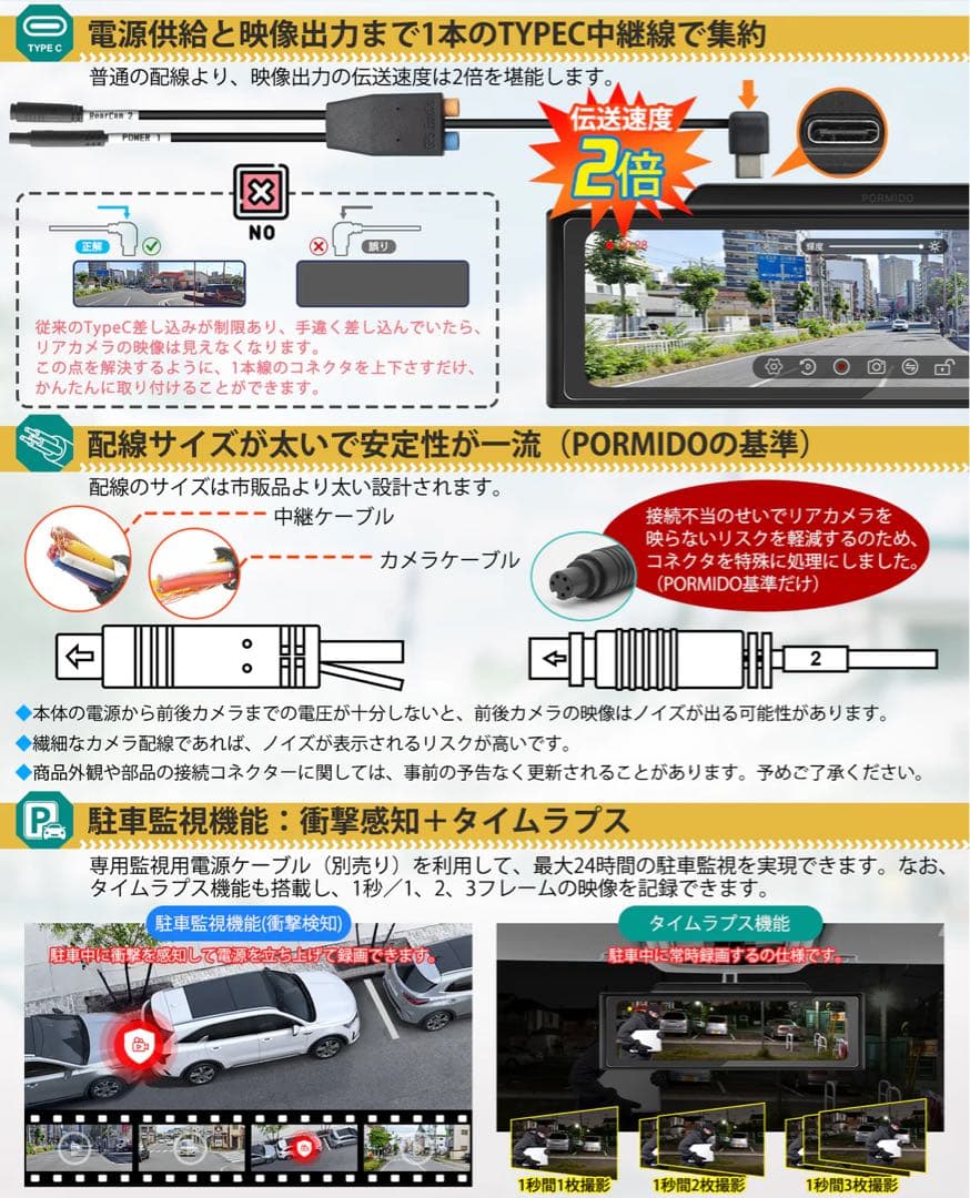 アール　ミラー型ドライブレコーダーPORMIDO PRD60C