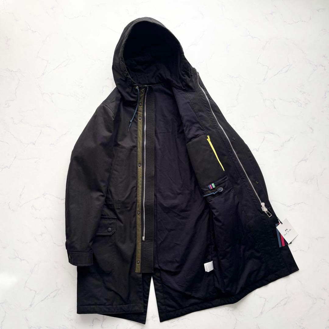 ポールスミス モッズコート アウター フーデッド マルチカラー ブラック M