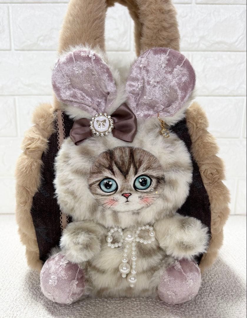 ゆ*ら様 コヤンイサムチョン　ファーバッグ　ベージュ　うさちゃん