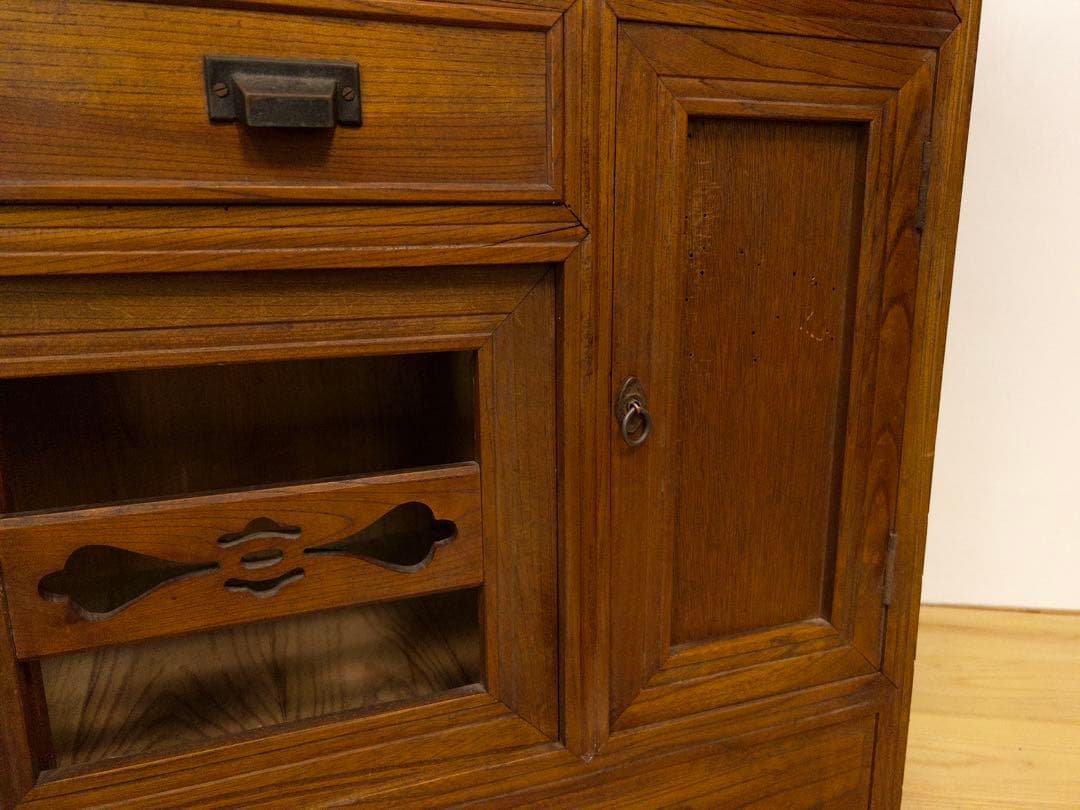 ガラス棚　水屋箪笥　収納棚　古道具　古家具　和家具　ビンテージ　アンティーク