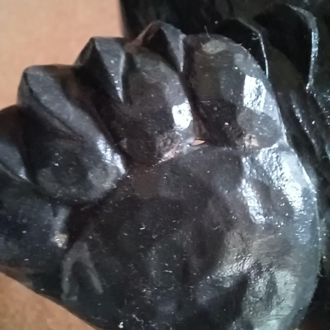 昭和レトロ　木彫り風くまの壁掛け鏡　ミラー　プラスチック　熊　クマ　穴有り