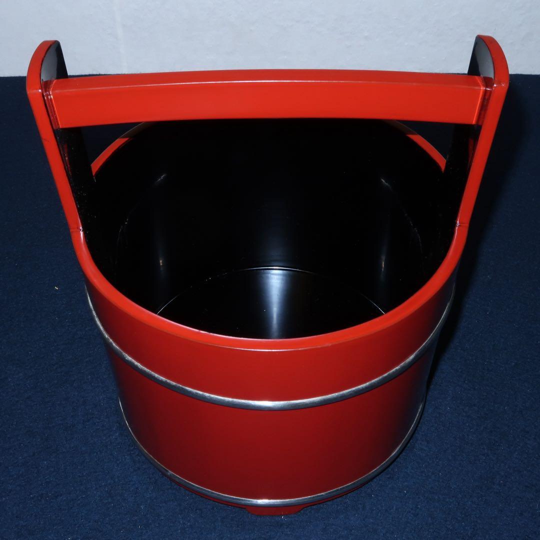 【茶道具】岡本陽斎作　朱銀手桶　水指