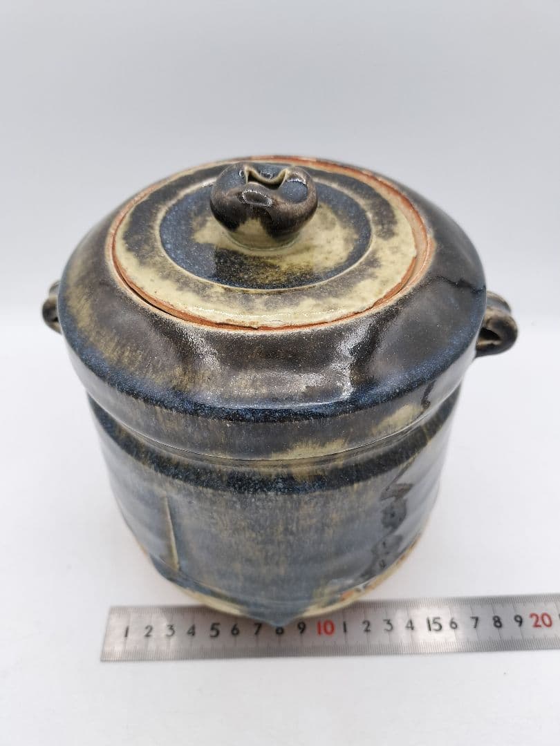 c765 水指 神懸焼 耳付 小豆島 室井香悦 木箱 茶道具 古物