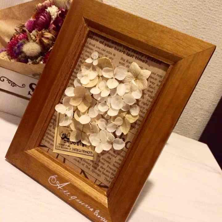 【完売】紫陽花ドライフラワー＊3Dインテリアフレーム♡